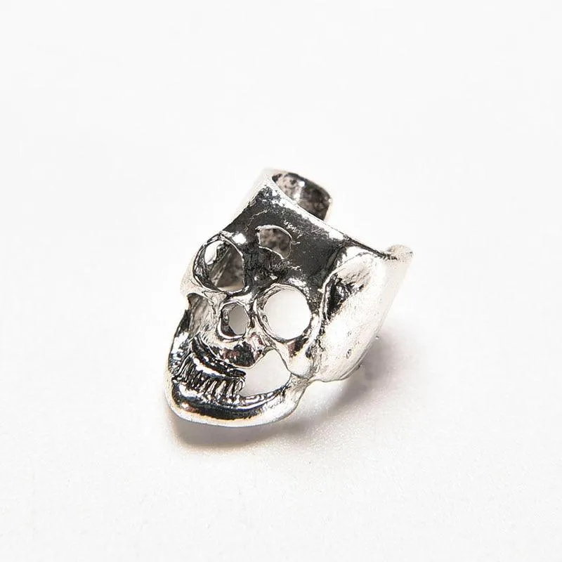 Punk Style Small Hollow Skull Ear Cuff with Antique Charm Clip Earrings