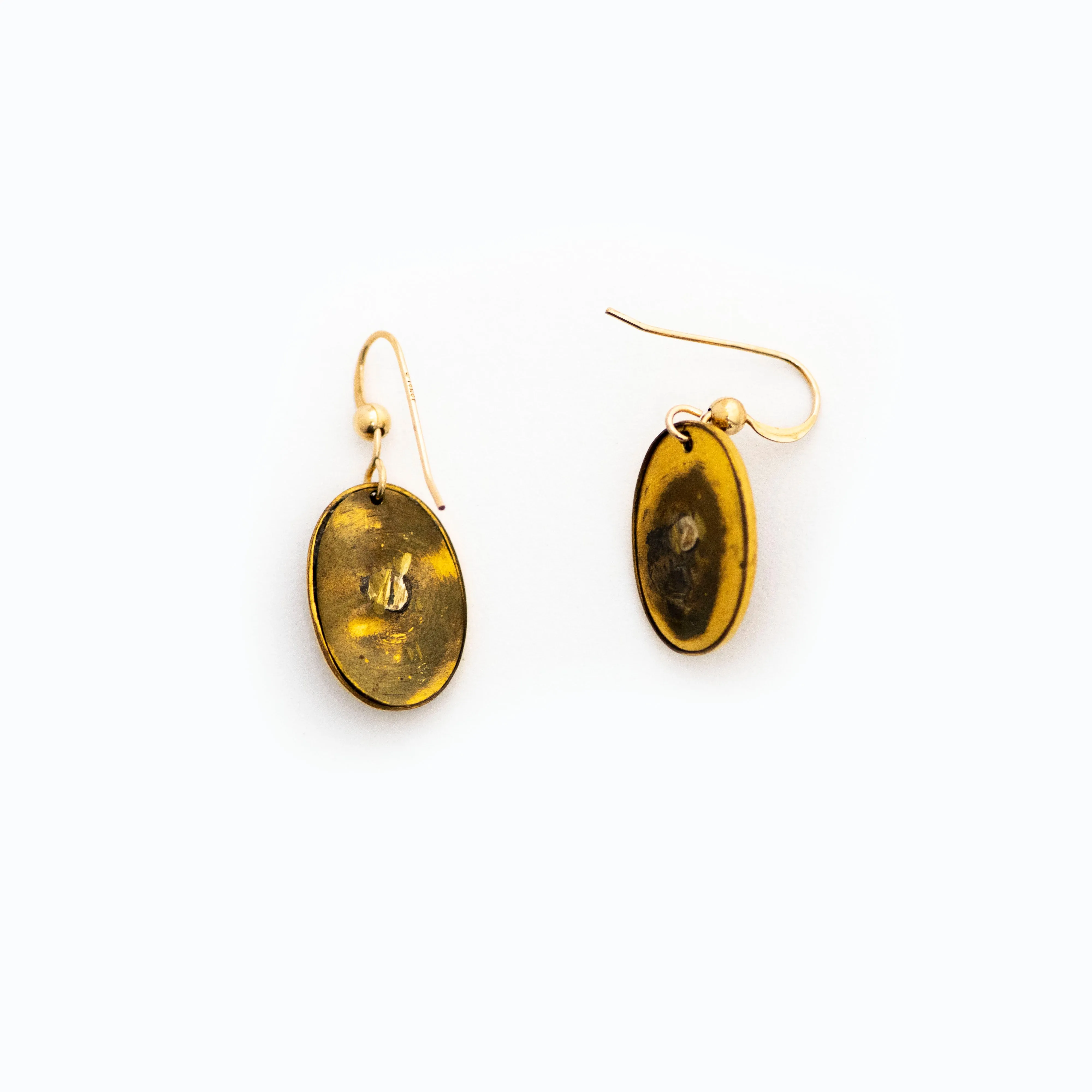 Purple and Gold Antique Cufflink Earrings