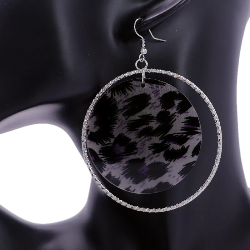 Purple Leopard Print Acrylic Hoop Earrings