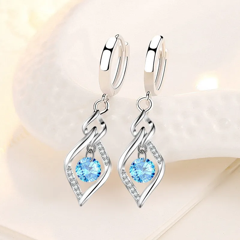 Purple Zircon Earrings 925 Silver Women  Wedding Jewelry