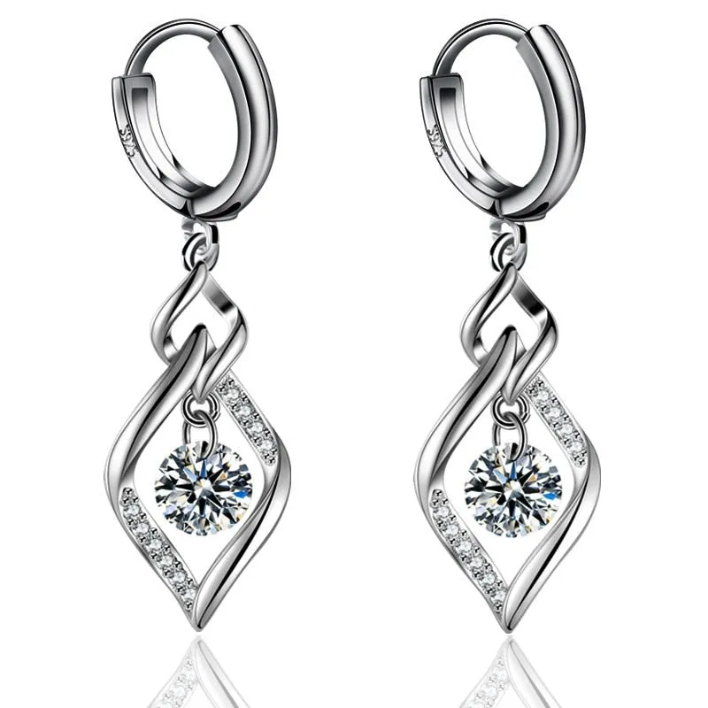 Purple Zircon Earrings 925 Silver Women  Wedding Jewelry