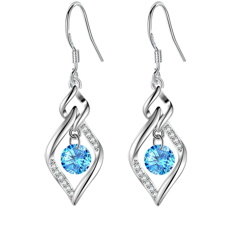 Purple Zircon Earrings 925 Silver Women  Wedding Jewelry