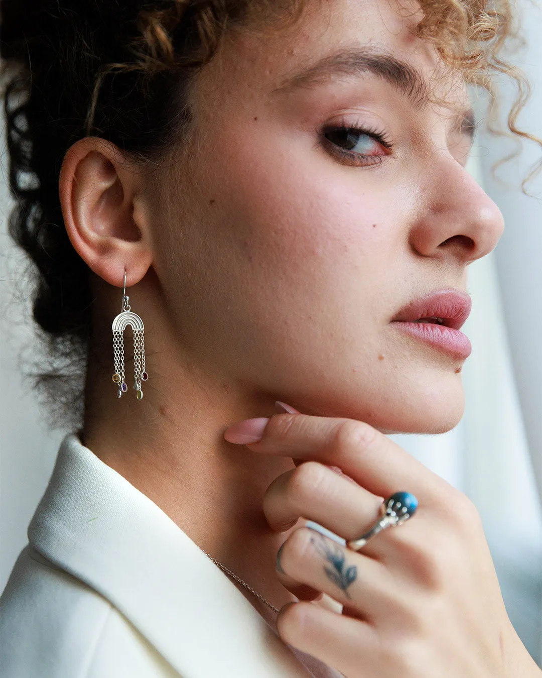 Rainbow and Gemstone Earrings
