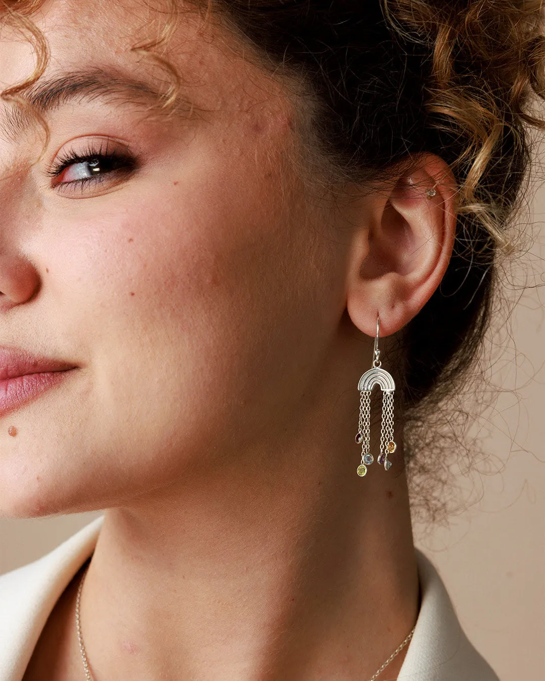 Rainbow and Gemstone Earrings