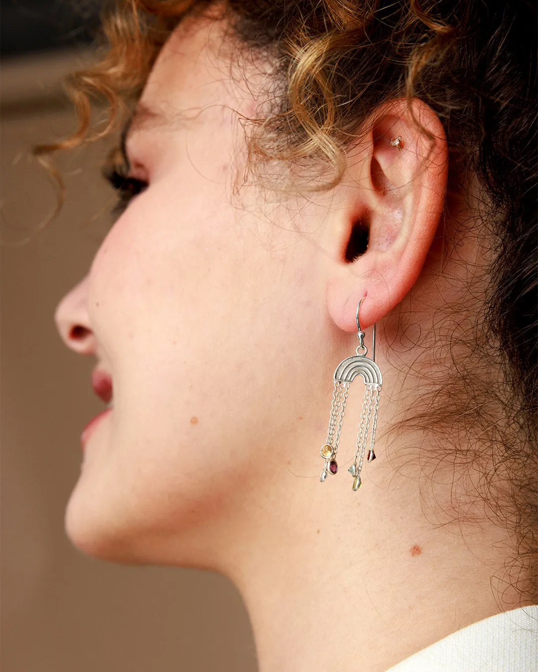 Rainbow and Gemstone Earrings