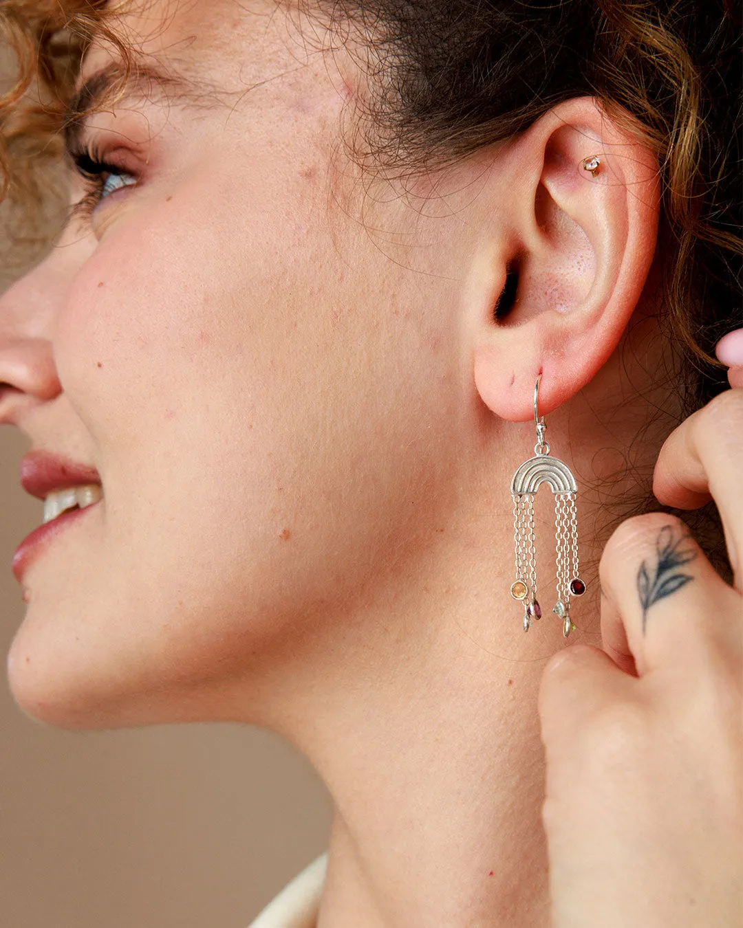 Rainbow and Gemstone Earrings