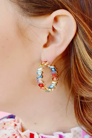 Rainbow Crystal Bead Hoops