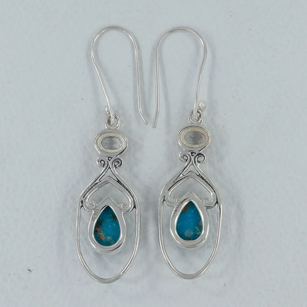Rainbow Moonstone Silver Earrings