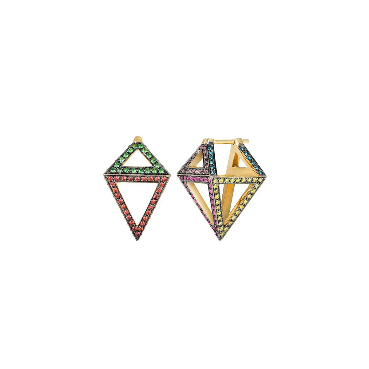 Rainbow Octahedron Earrings