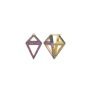 Rainbow Octahedron Earrings