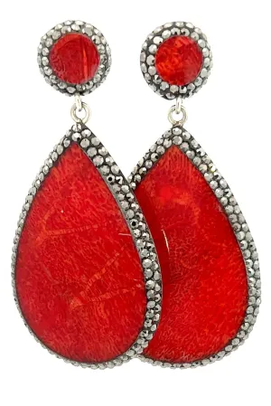 Red Gemstone Crystal Earring