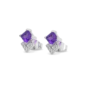 Regal Amethyst Studs - Lab Diamond Earrings