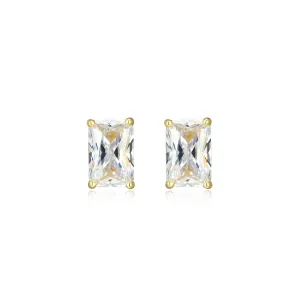 Reign Sterling Silver 18K Gold Plated Emerald CZ Stud Earrings