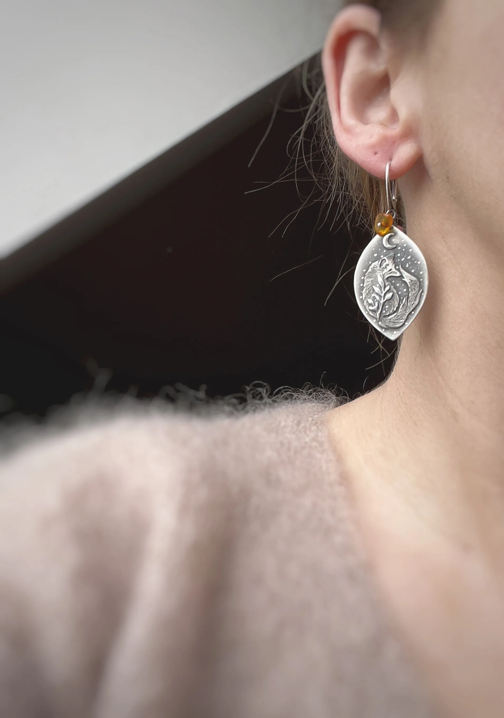RESERVED Fox & Amber Earrings