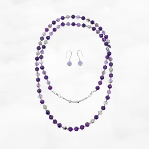 Return to Origin Multi-style Amethyst Beaded Necklace and Earrings Set