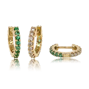 Reversible Diamond and Emerald Gemma Huggie