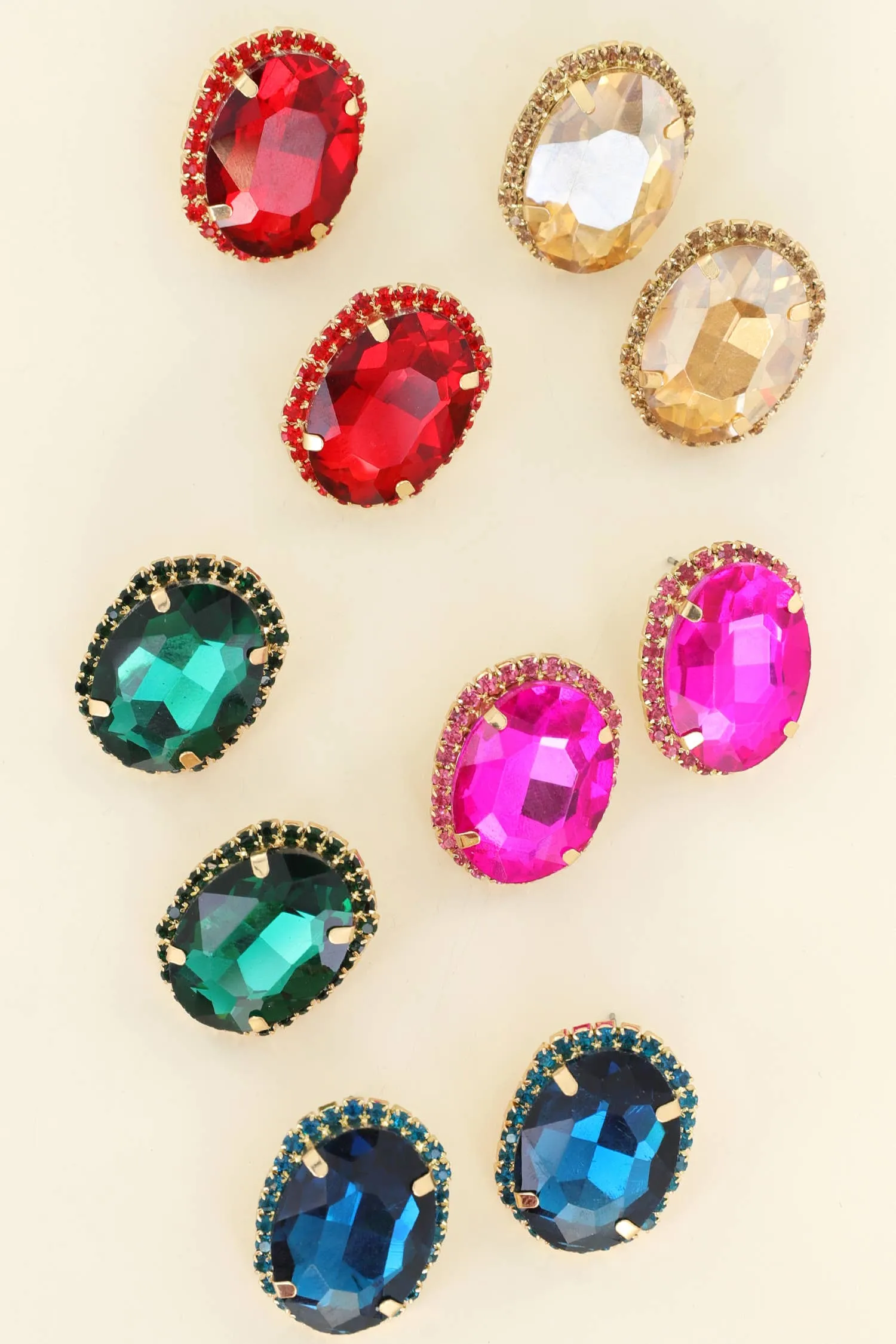 Rhinestone Oval Crystal Stud Earrings