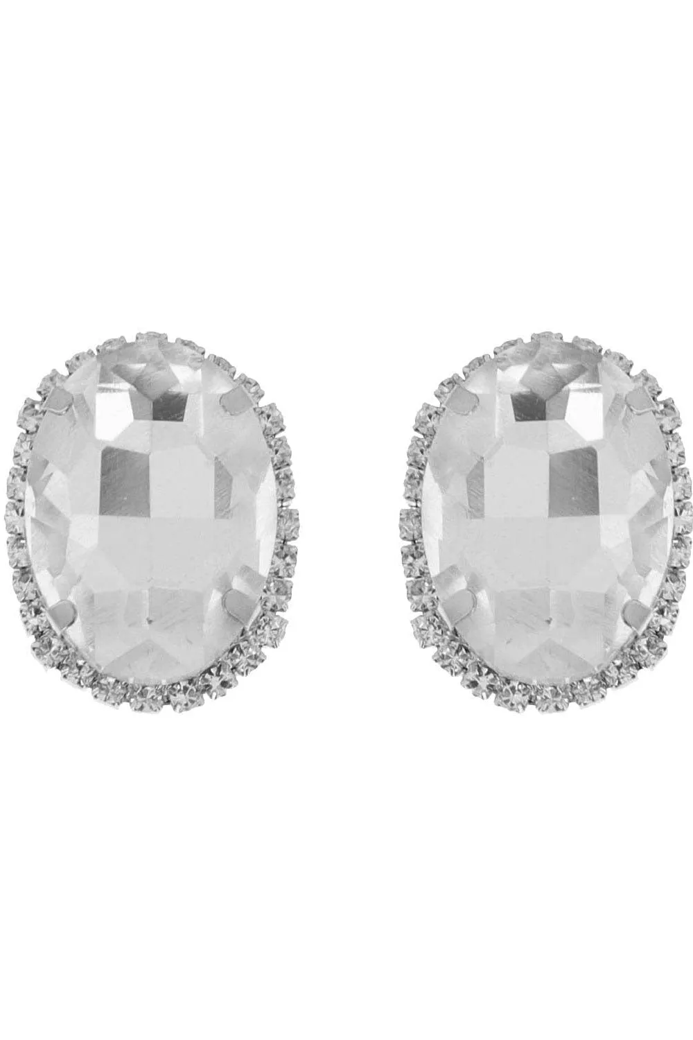 Rhinestone Oval Crystal Stud Earrings