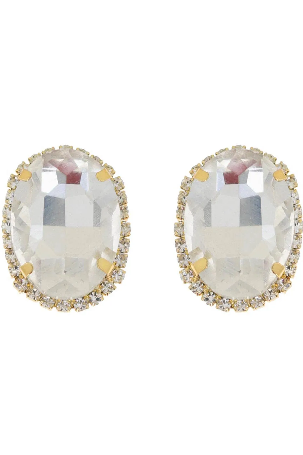 Rhinestone Oval Crystal Stud Earrings