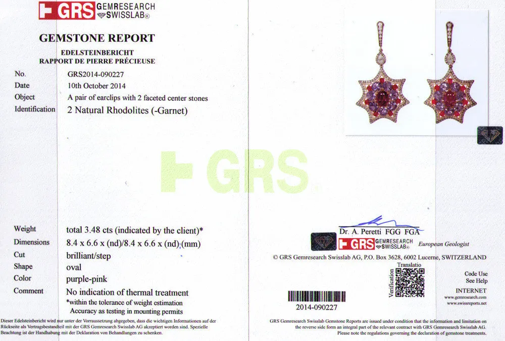Rhodolite, Spinel and Diamond Star Earrings