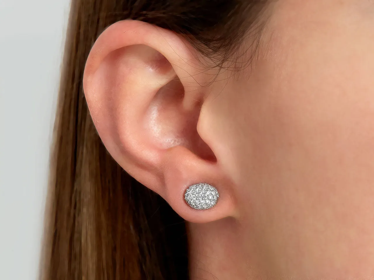 Rhonda Faber Green Diamond Stud Earrings in Platinum