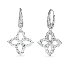 ROBERTO COIN 18KW PRINCESS FLOWER 2.57CT DIA DROP EARRINGS