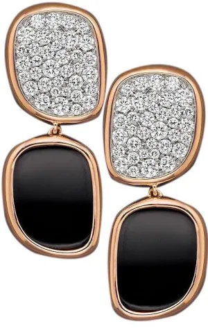 Roberto Coin Black Jade Collection Rose Gold, Diamond & Black Jade Earrings (8881604AXERBJ)