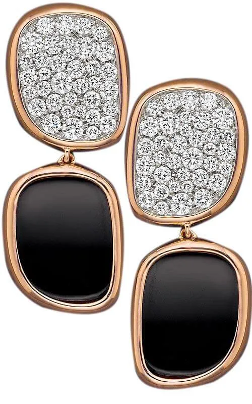 Roberto Coin Black Jade Collection Rose Gold, Diamond & Black Jade Earrings (8881604AXERBJ)