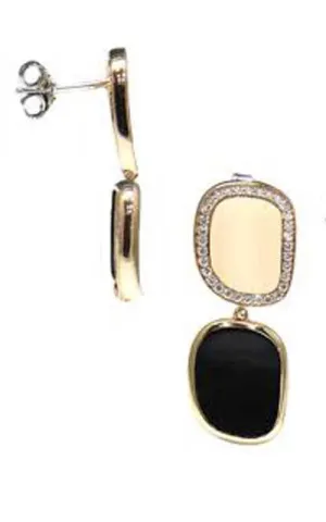 Roberto Coin Black Jade Gold, Diamonds and Black Jade Earrings (888653AXERJX)