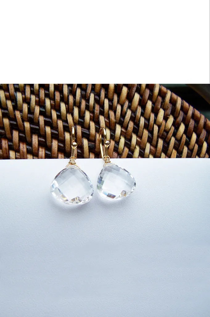 Rock Crystal Quartz Drop Earrings in Silver