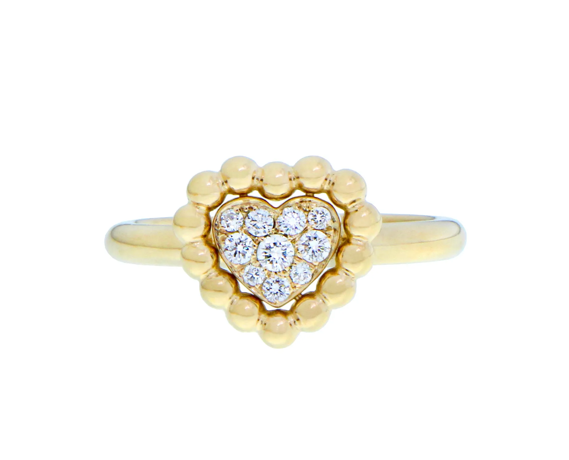 Rose and yellow gold heart rings with pink sapphire or diamonds