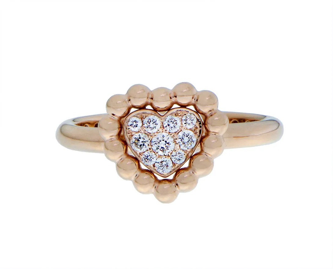 Rose and yellow gold heart rings with pink sapphire or diamonds