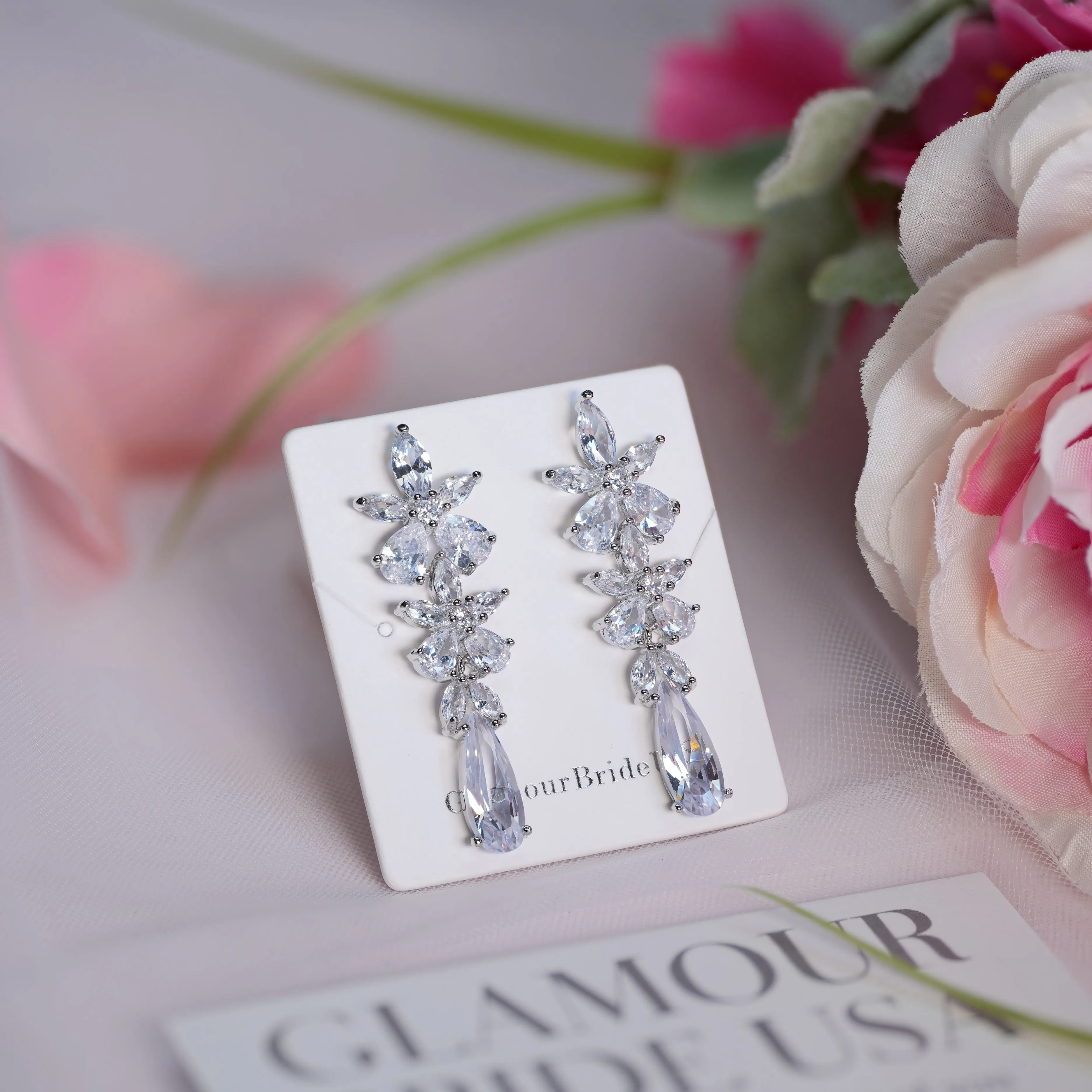 Rose Gold Drop Earrings - Monica