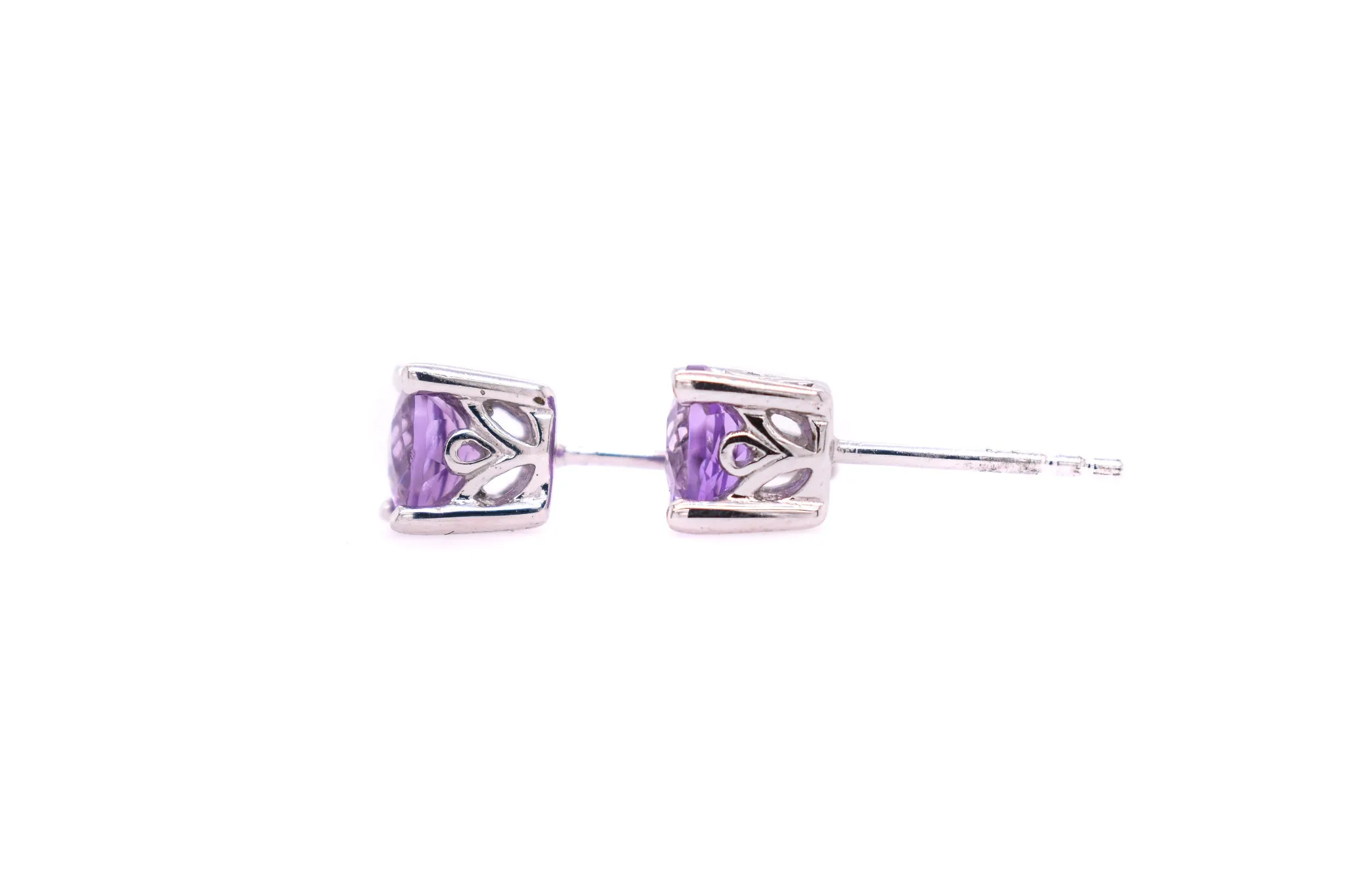 Round Amethyst Earrings