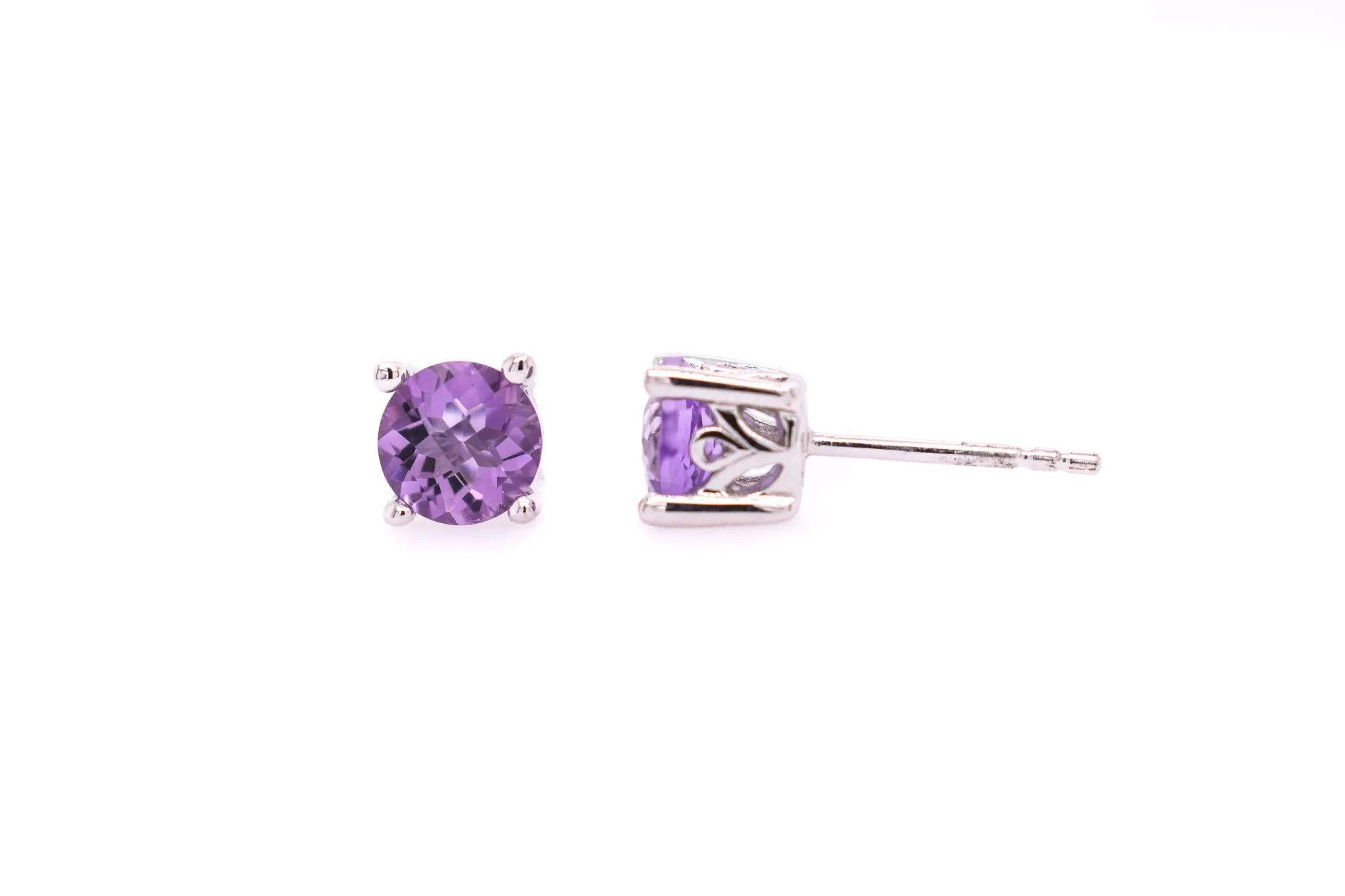 Round Amethyst Earrings