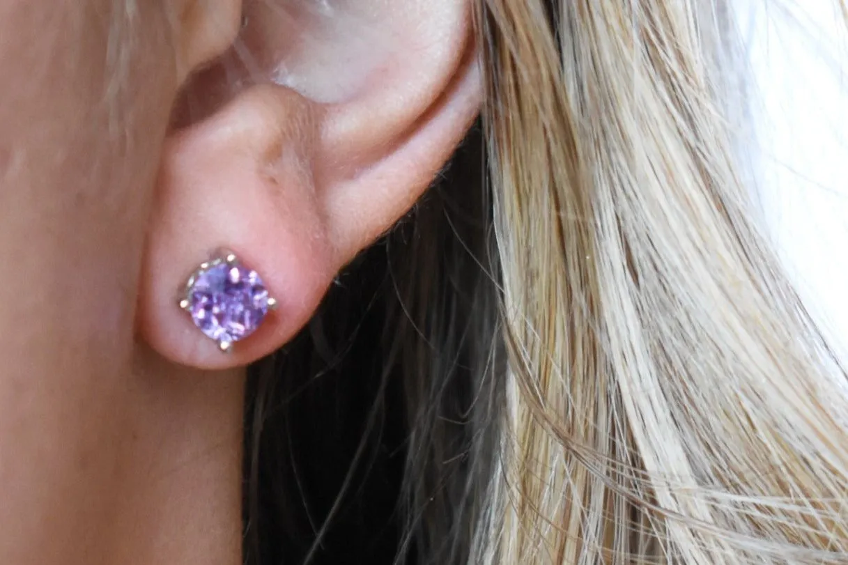 Round Amethyst Earrings