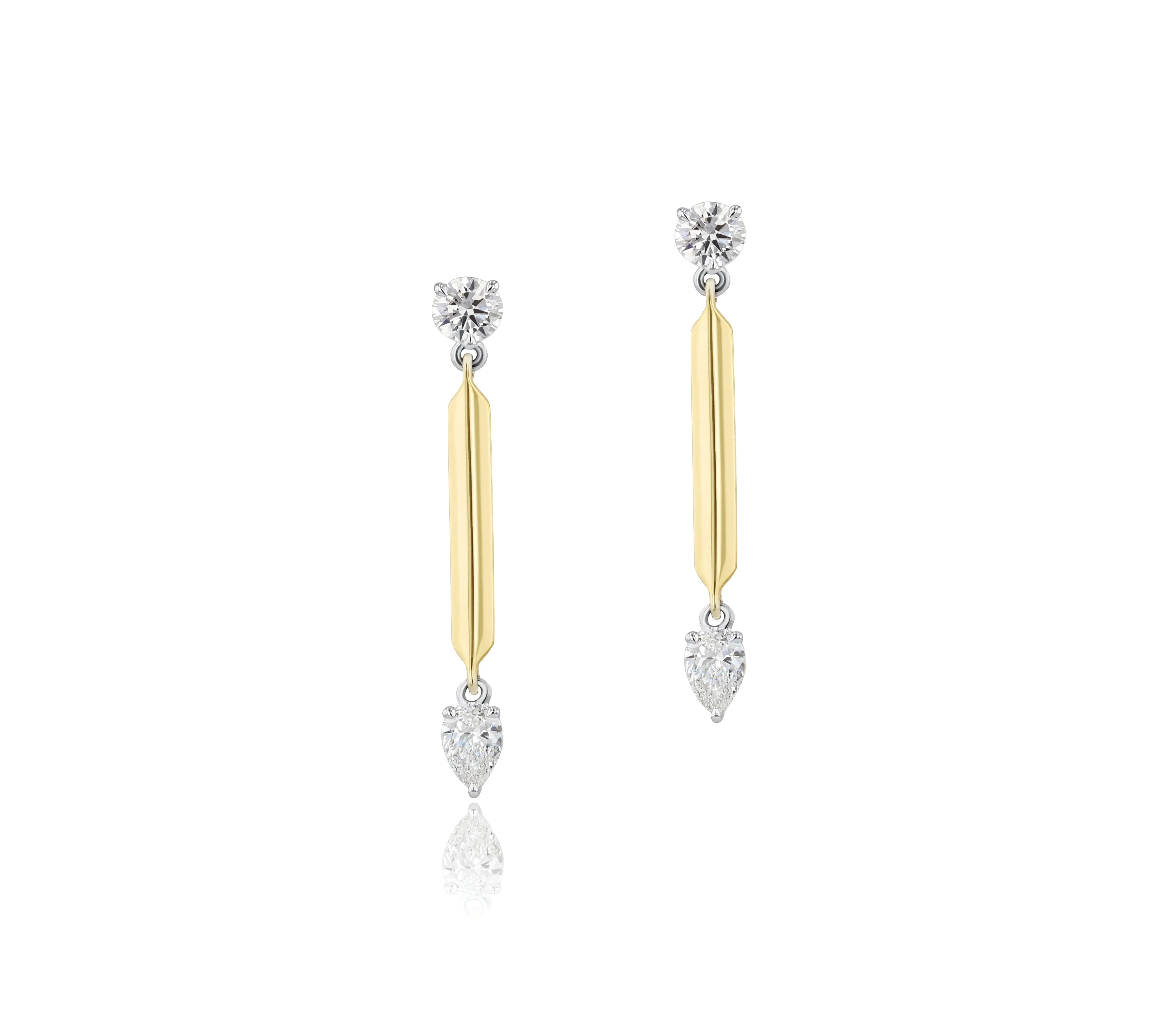 Round & Pear Knife Edge Drop Earring
