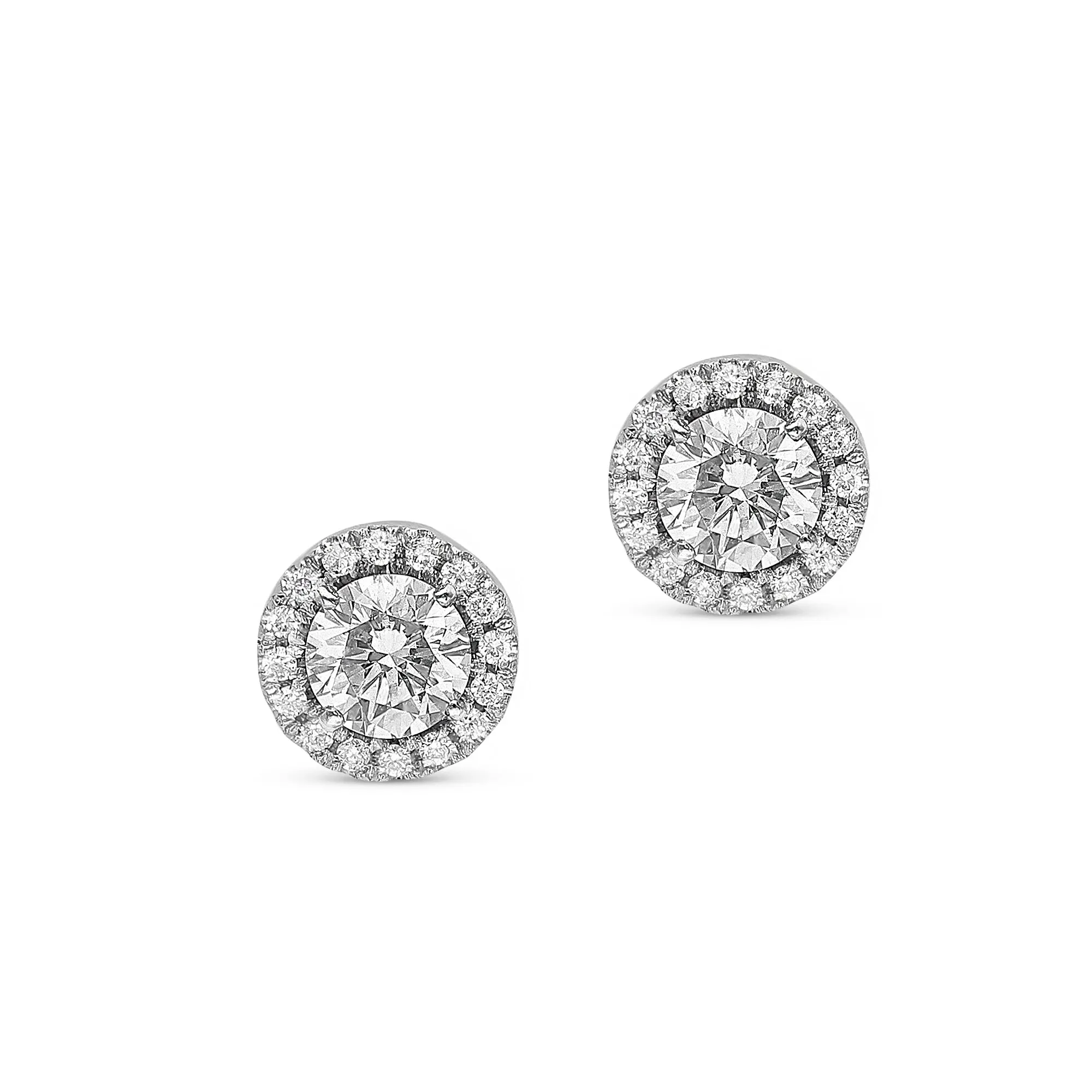 Round Diamond Halo Studs - 1 Carat