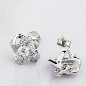 Round Diamond Romantic Four-leaf Clover Earrings
