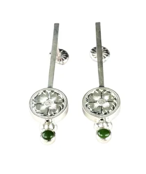 Round Drop Earrings with Jade