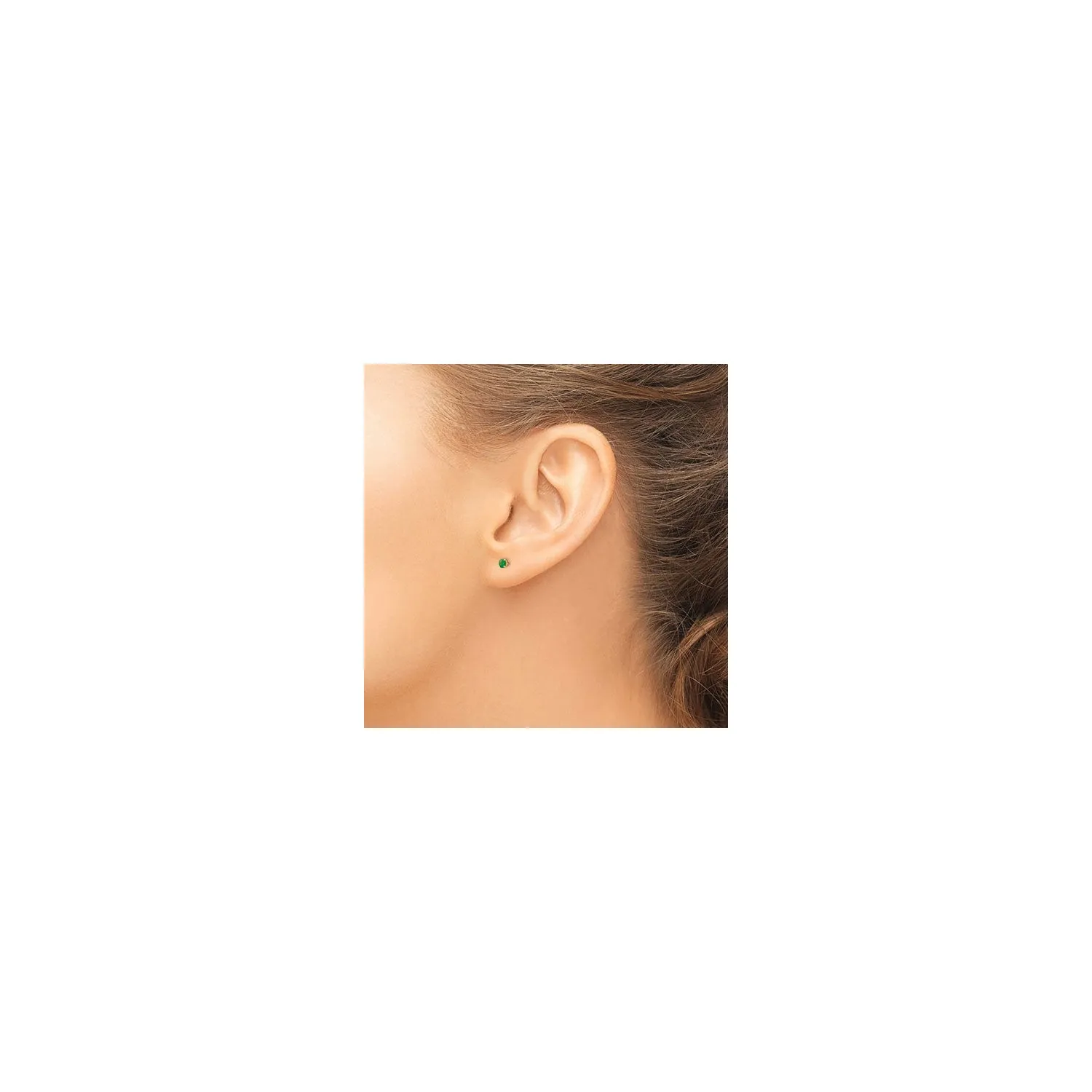Round Emerald Stud Earrings (14K)