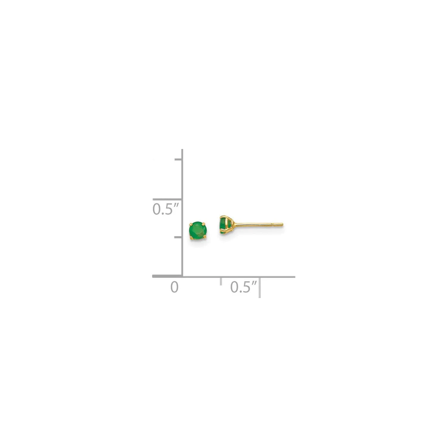 Round Emerald Stud Earrings (14K)