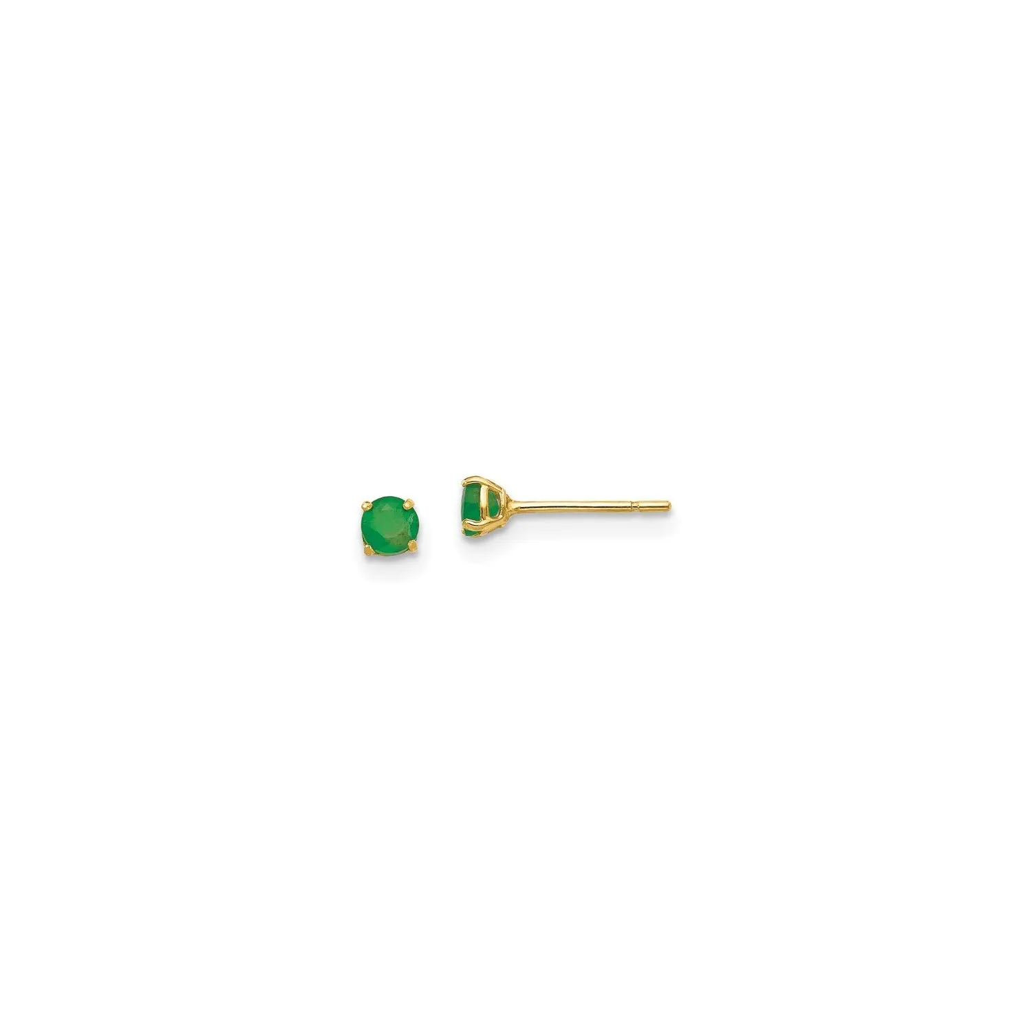 Round Emerald Stud Earrings (14K)