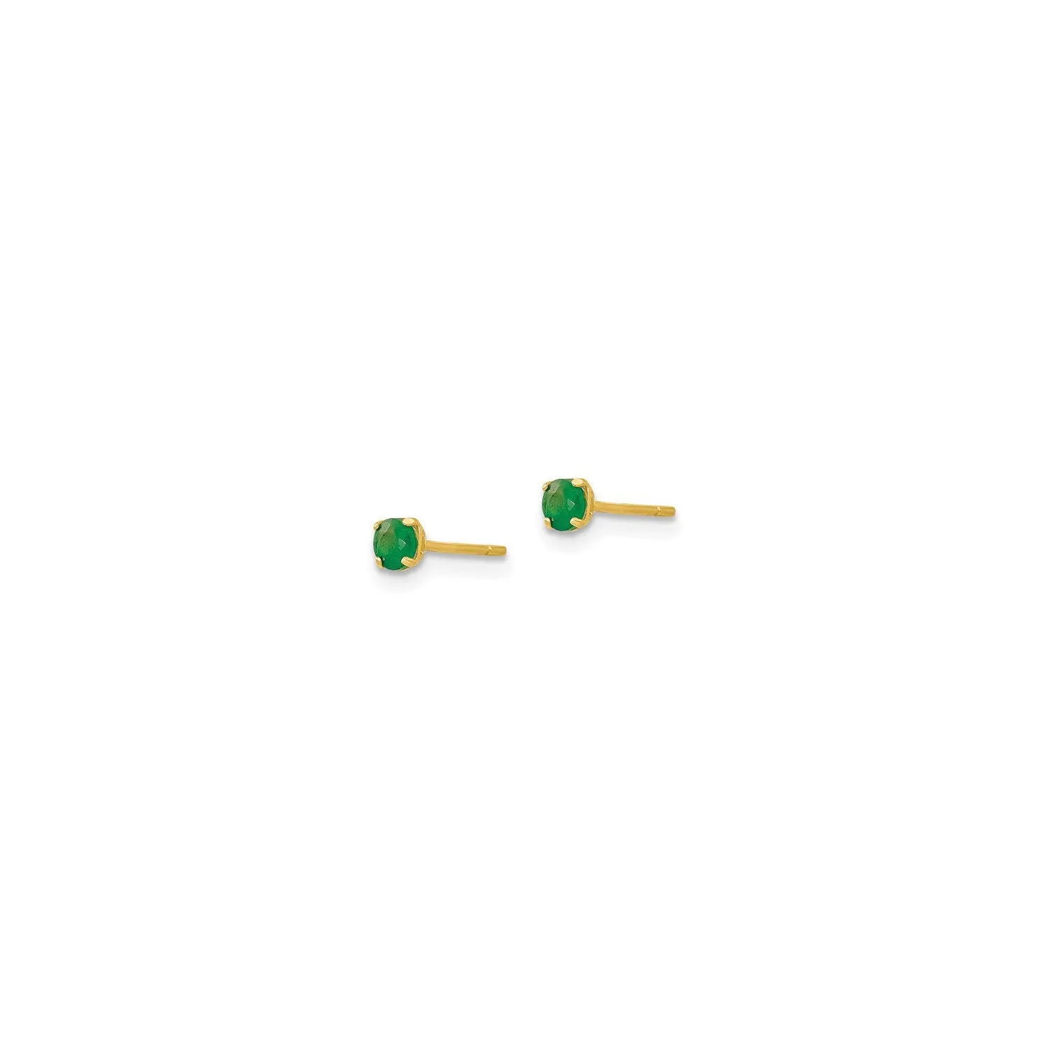 Round Emerald Stud Earrings (14K)