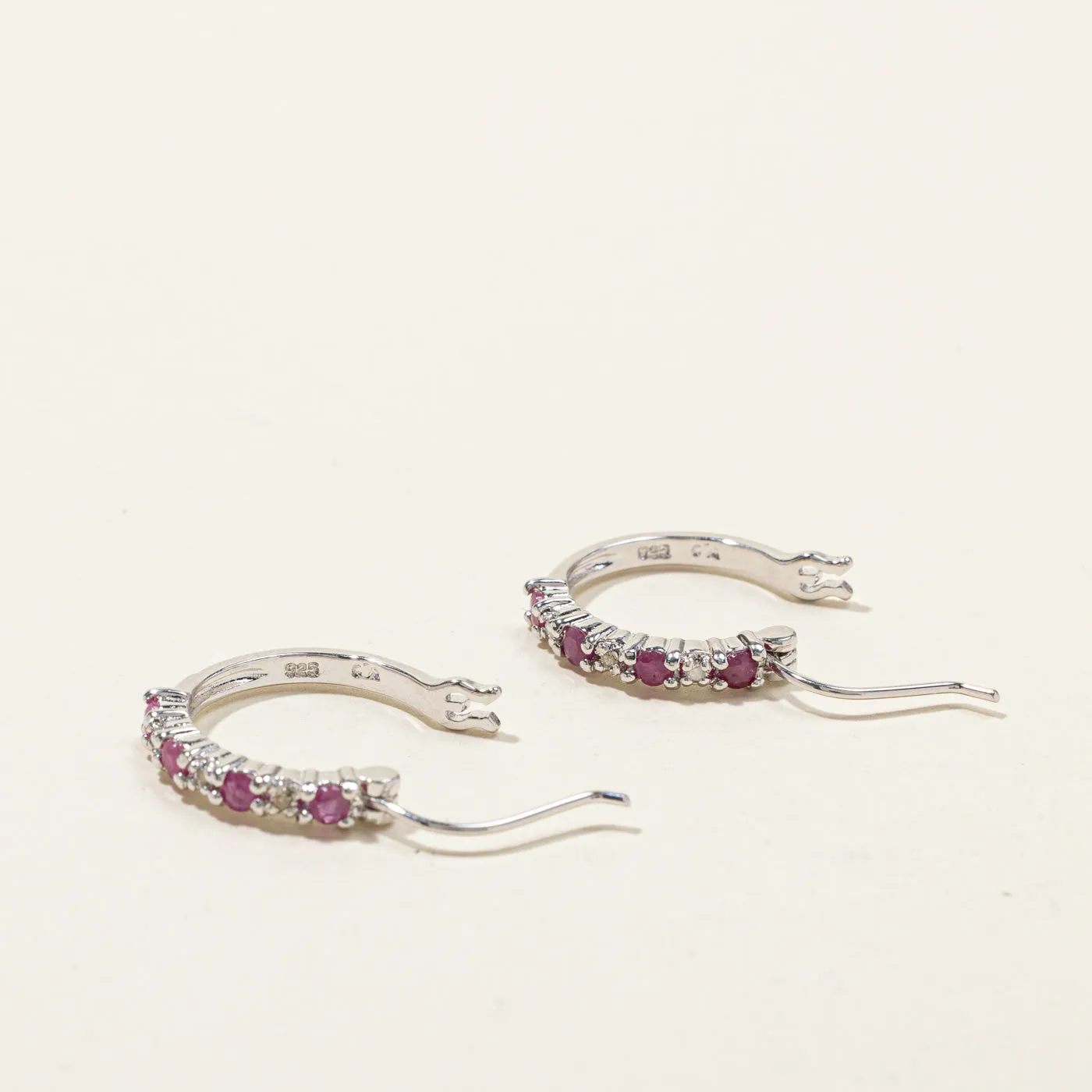 Ruby & Diamond Hoop Earrings | 0.48ctw | 0.03ctw |