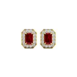 Ruby and Diamond Halo Stud Earrings