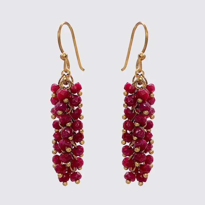 Ruby Cluster Earring