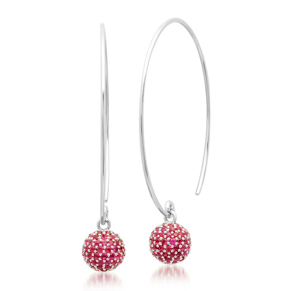 Ruby Disco Ball Wire Earrings