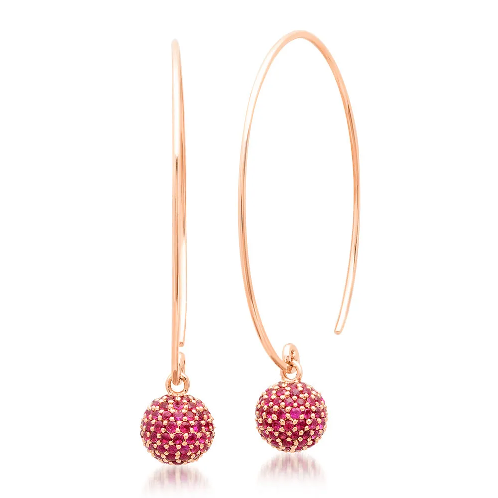 Ruby Disco Ball Wire Earrings