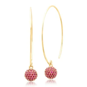 Ruby Disco Ball Wire Earrings